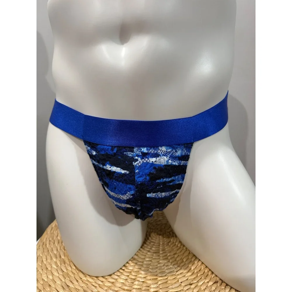 Cosabella Never Say Never Jock Strap Men's Lace Underwear Blue Print M New